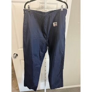 Adidas Unisex Windbreaker Pants L Navy Blue Pull Tie Band Zipper Leg Vintage Y2K